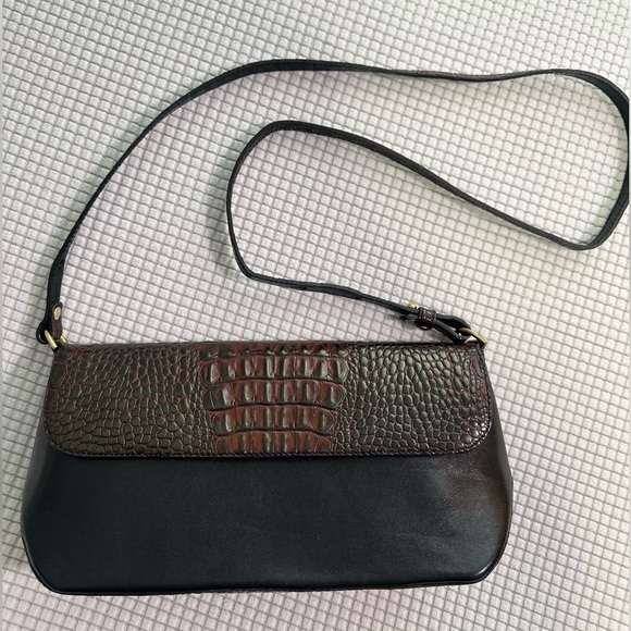 Vintage Brahmin Tuscan Black Brown Leather Shoulder Bag | Purse - Picture 1 of 15